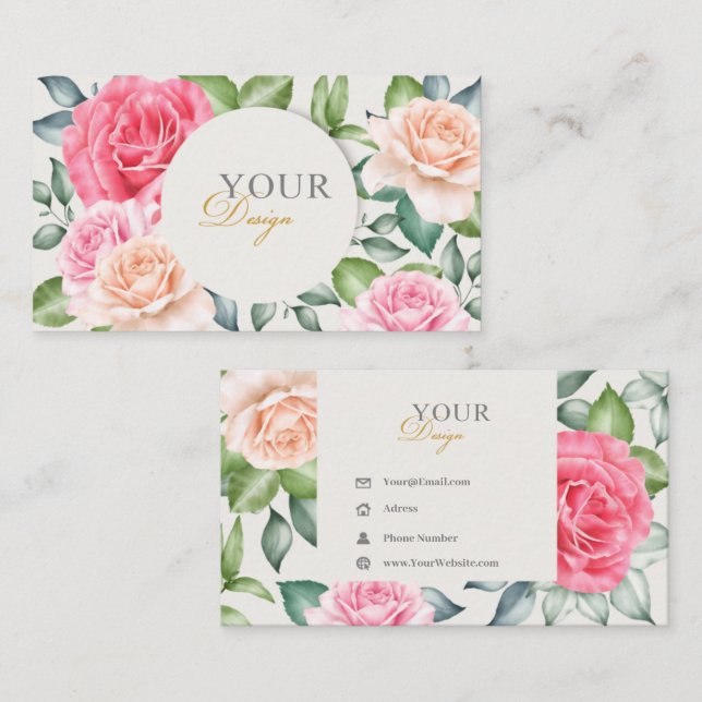 Elegant Chic pink Floral Personal Business Card (Front/Back)