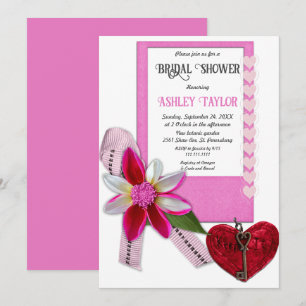 Elegant Chic Pink Formal Romantic Bridal Shower Invitation