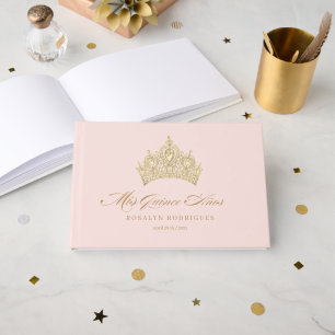 Elegant Chic Pink Gold Quinceanera  Guest Book