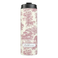 Elegant Chic Pink Horses Toile with Name