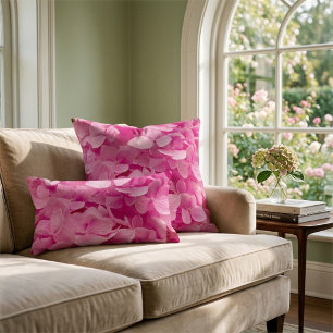 Elegant, Chic Pink Hydrangea Flower, Floral Petals Cushion