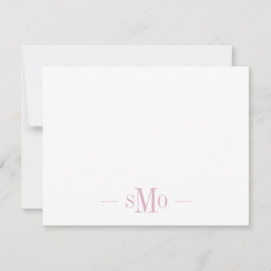 Elegant Chic Pink Monogram 3 Initials  Card