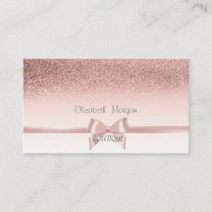 Elegant Chic Pink Ribbon Bow,Glitter Bokeh Business Card