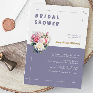 Elegant Chic Pink Rose Watercolor Bridal Shower Invitation