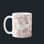 Elegant Chic Pink Rustic Horse Toile Name Coffee Mug<br><div class="desc">Monochrome pink and white toile pattern with horses and trees for rustic country decor,  English,  French or American style. The horse is a majestic animal that embodies the spiritual power of independence,  freedom,  nobleness,  endurance,  confidence,  triumph,  heroism and competition. Its symbol is associated with strength,  courage and freedom.</div>