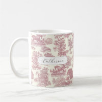 Elegant Chic Pink Rustic Horse Toile Name