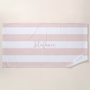 Elegant chic Pink stripe bridal shower gifts Beach Towel