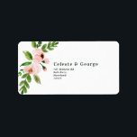 Elegant chic pink watercolor floral wedding addres label<br><div class="desc">Elegant chic pink watercolor floral wedding address label. Stunning blush pink floral peonie modern save the date. Part of a larger collection.</div>