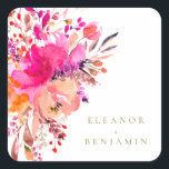 Elegant Chic Pink Watercolor Floral Wedding Custom Square Sticker<br><div class="desc">Personalised Modern Chic Pink Watercolor Floral Elegant Wedding Custom Square Sticker</div>
