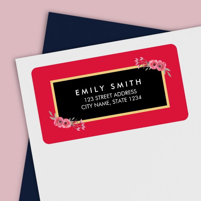 Elegant Chic Pink with Watercolor Floral Address Label (Creator Uploaded)