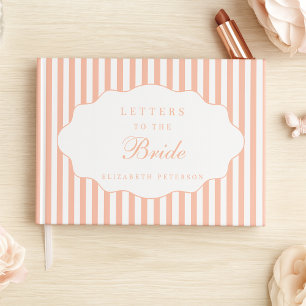 Elegant Chic Preppy Peach Letters To The Bride  Guest Book