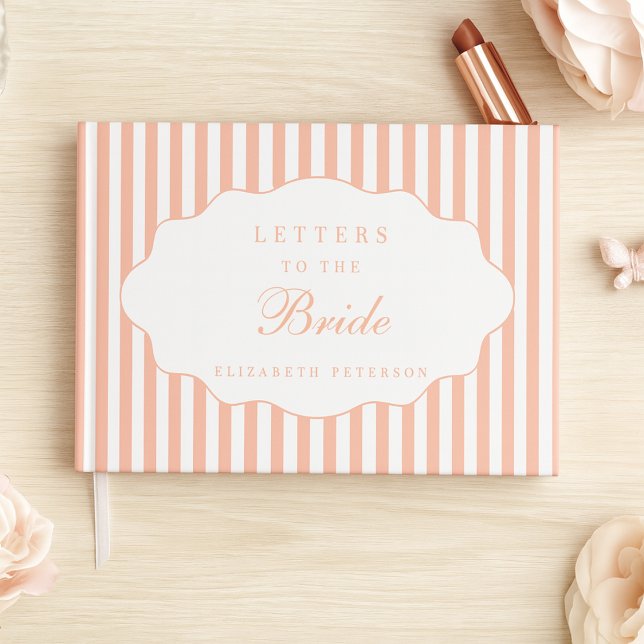 Elegant Chic Preppy Peach Letters To The Bride  Guest Book (Creator Uploaded)