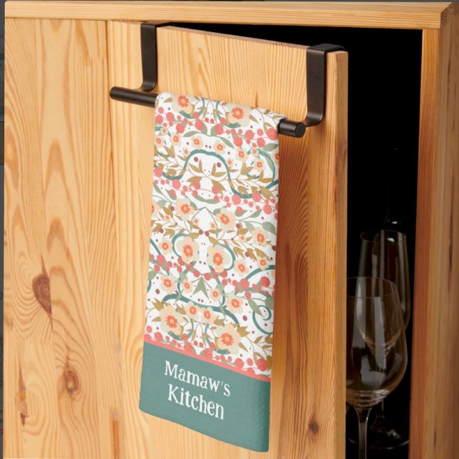 Elegant Chic Pretty Floral Custom Name Stylish  Tea Towel (Creator Uploaded)