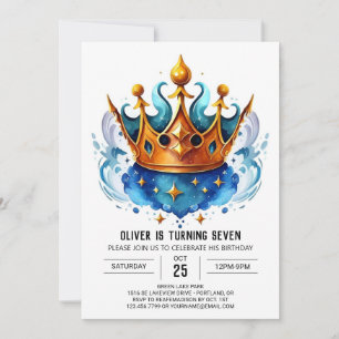Elegant Chic Prince Crown Birthday Invitation