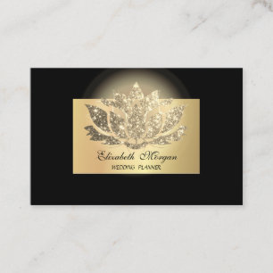 Elegant Chic Professional,Gold Lotus,Black Business Card