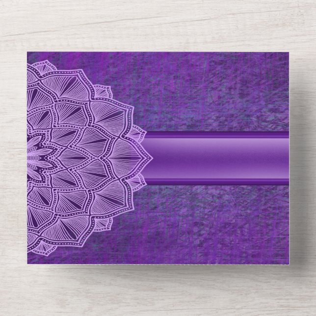 Elegant Chic Purple Modern Mandala Wedding All In One Invitation (Front)
