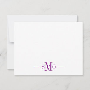 Elegant Chic Purple Monogram 3 Initials Card