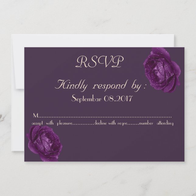 Elegant Chic Purple Roses RSVP Invitation (Front)
