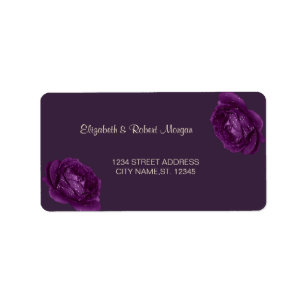 Elegant Chic Purple Roses Wedding Label