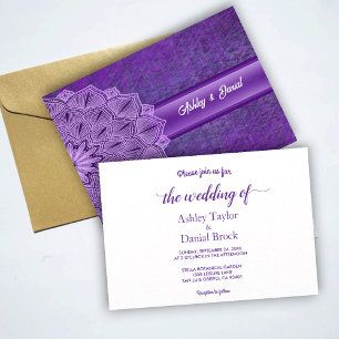 Elegant Chic Purple Script Mandala Rustic Wedding Invitation