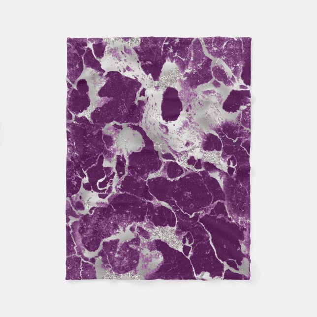 Elegant Chic Purple Violet Abstract Pattern Fleece Blanket (Front)