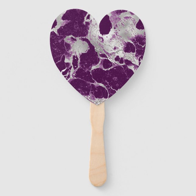 Elegant Chic Purple Violet Abstract Pattern Hand Fan (Front)