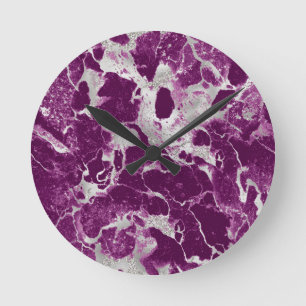 Elegant Chic Purple Violet Abstract Pattern Round Clock