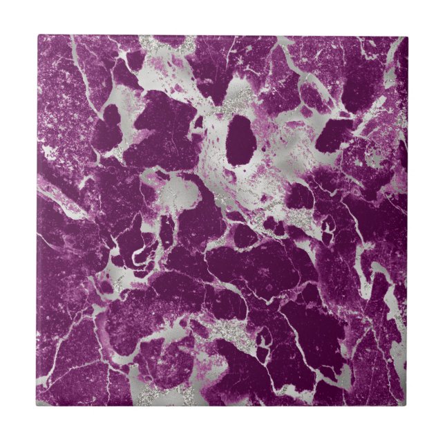Elegant Chic Purple Violet Abstract Pattern Tile (Front)