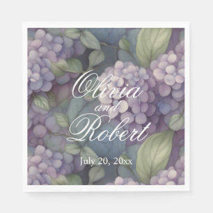 Elegant chic purple watercolor floral Wedding Napkin