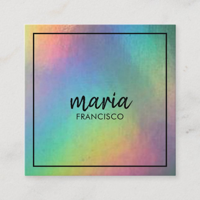 Elegant chic rainbow modern square minimalist  square business card (Front)