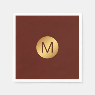 Elegant Chic Red & Gold Monogram Initial Napkin