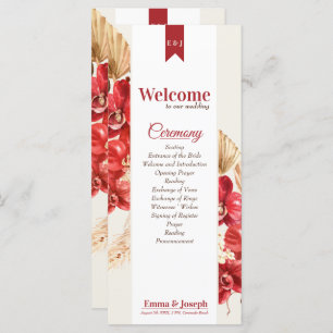 Elegant chic red orchid fall custom Wedding  Programme