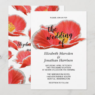 Elegant Chic Red Poppies Floral Wedding Invitation
