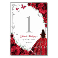 Elegant Chic Red Roses Silver Quinceanera