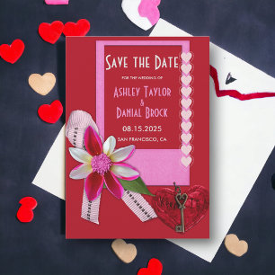 Elegant Chic Red Valentine Formal Romantic Wedding Save The Date