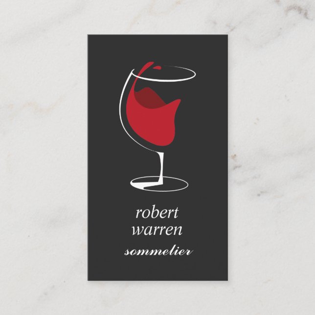Elegant chic red wine glass Sommelier winemaker Business Card (Front)