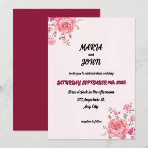 Elegant Chic Romantic Minimalist Classic Burgundy  Invitation