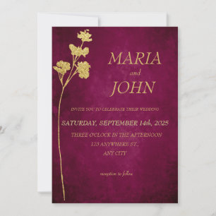 Elegant Chic Romantic Minimalist Classic Burgundy  Invitation