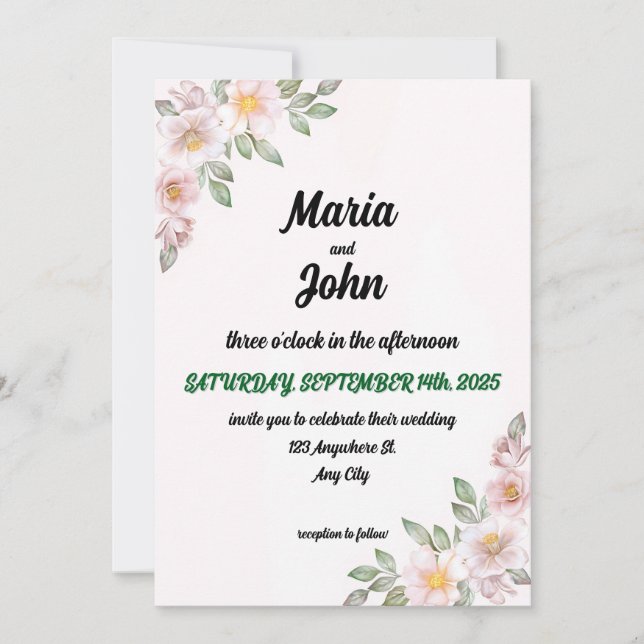 Elegant Chic Romantic Minimalist Classic Pink  Inv Invitation (Front)