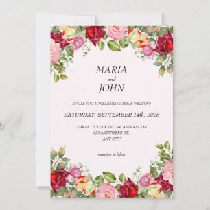 Elegant Chic Romantic Minimalist Classic Rose Invitation