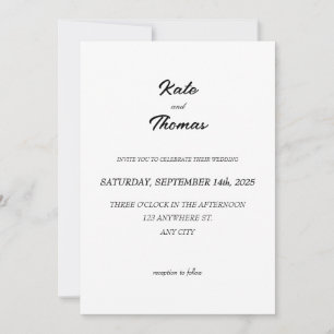 Elegant Chic Romantic Minimalist Classic White Invitation
