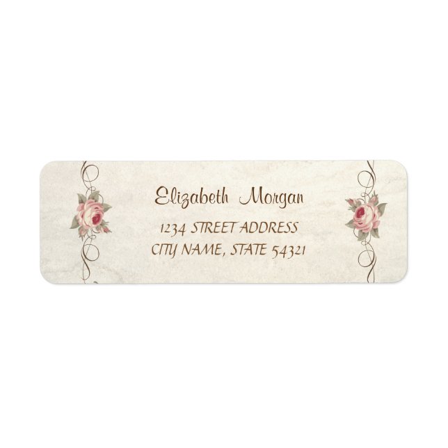 Elegant Chic Romantic, Roses  Address Label (Front)