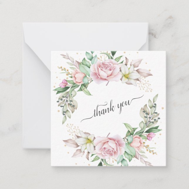 elegant chic romantic thank you rose flowers card (Front)