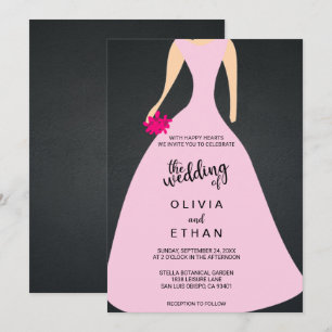 Elegant chic rose bride dress Wedding Invitation
