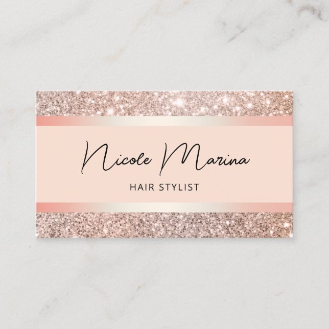 Elegant Chic Rose Gold Business Card (Front)