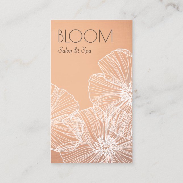 Elegant Chic Rose Gold Floral Business Card (Front)