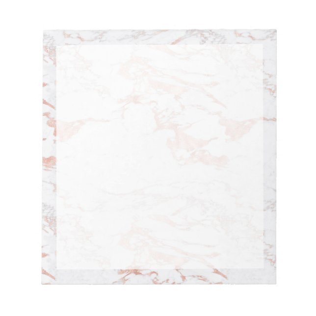 Elegant Chic Rose Gold Foil Marble Notepad (Front)