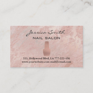 Elegant chic rose gold marble nail salon appointment card