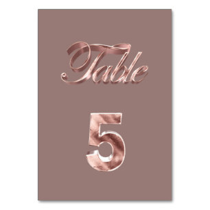 Elegant Chic Rose Gold Party Guests Table Number 5