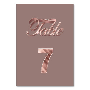 Elegant Chic Rose Gold Party Guests Table Number 7